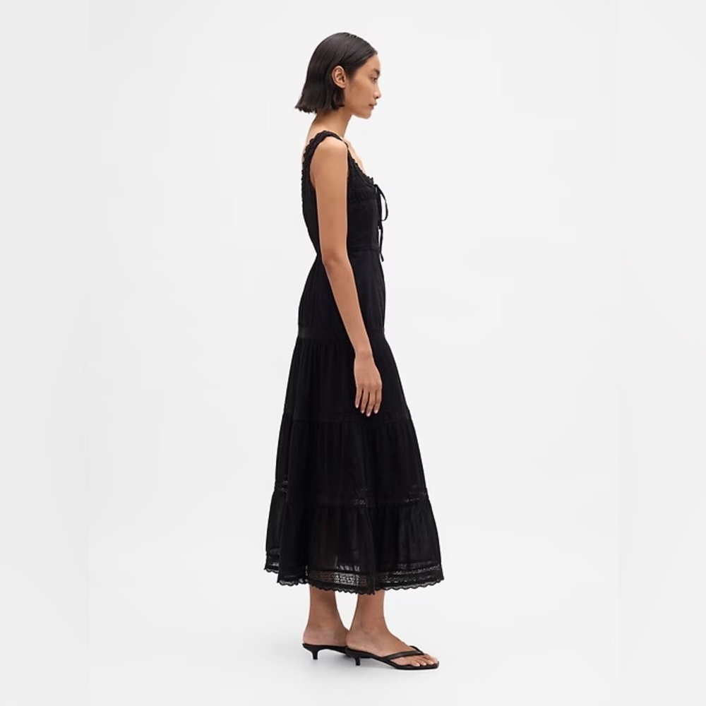 GAP Black Tiered Lace-Trim Maxi Dress - Picture 3 of 6